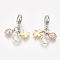 Alloy European Dangle Charms, with Rhinestone, Large Hole Pendants, Ladybird & Clover & Horseshoe, Crystal, Platinum & Golden, 23mm, Hole: 4mm