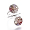 Electroplate Glass Cuff Rings, Open Rings, with Iron and Cardboard Ring Boxes, Colorful, Size 7, 17mm