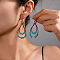 Alloy Synthetic Turquoise Dangle Earrings, Teardrop with Flower, Antique Silver, Sandy Brown, 65mm