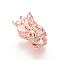 Brass Micro Pave Cubic Zirconia Beads, Cadmium Free & Lead Free, Random Color Cubic Zirconia Eye, Dragon, Rose Gold, 21.5x13x10mm, Hole: 1.8mm