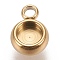 Ion Plating(IP) 304 Stainless Steel Pendant Cabochon Settings, Lace Edge Bezel Cups, Flat Round, Golden, Tray: 4mm, 9x6.5x3mm, Hole: 1.8mm