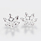 Brass Bead Caps, 6-Petal, Silver Color Plated, 12x4mm, Hole: 1.5mm
