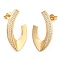 Brass Pave Clear Cubic Zirconia Stud Earrings, Nuggets, Golden, 28x15mm