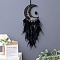 Natural Agate Moon with Tree Pendant Decorations, for Party Window, Wall Display Decorations, Black, 700mm