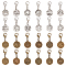 48Pcs 24 Styles Alloy Pendant Decorations, with Alloy Lobster Claw Clasps, Flat Round with Twelve Constellation Pattern, Mixed Color, 39mm, 2pcs/style
