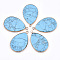 Synthetic Turquoise Pendants, with Brass Findings, teardrop, Golden, 39x25x3mm, Hole: 2mm