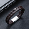 Leather Woven Flat Cord Bracelets, with Magnetic Clasp, Coconut Brown, 8-7/8 inch(22.5cm)