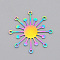 Ion Plating(IP) 201 Stainless Steel Chandelier Components Links, Laser Cut, Flower, Rainbow Color, 37x37x1mm, Hole: 1.8mm
