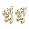 Rack Plating Alloy Pendants, with Glass, Cadmium Free & Lead Free, Bear, Light Gold, 27x17x4.5mm, Hole: 2mm