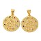 Rack Plating Brass Micro Pave Cubic Zirconia Pendants, Long-Lasting Plated, Flat Round with Snake, Real 18K Gold Plated, 20x17.5x1.5mm, Hole: 4x3mm
