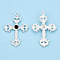 Alloy Pendants, with Dark Olive Green Glass, Cross Charm, Cadmium Free & Nickel Free & Lead Free, Silver, 48.5x34x5mm, Hole: 2mm