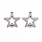 Non-Tarnish 201 Stainless Steel Link Connectors, Textured, Laser Cut, Star, Stainless Steel Color, 17x17x1mm, Hole: 1.6mm