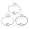 Tarnish Resistant 3Pcs 3 Styles Stainless Steel Bracelet Star & Oval & Cross Link Bracelet Making with Tray, Stainless Steel Color, 7-1/8~7-1/2 inch(18~19cm), Tray: 16mm, 1pc/style