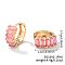 Cute Square Candy Brass Cubic Zirconia Hoop Earrings, Fashionable Versatile Accessories, Golden, Pink, 7x14mm