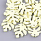 Painted Poplar Wood Pendants, Tropical Leaf Charms, Monstera Leaf, Light Yellow, 30x24x2.5~3mm, Hole: 1.5~2mm