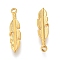 304 Stainless Steel Pendants, Leaf, Golden, 16.5x4x2mm, Hole: 1mm