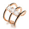 Square Rack Plating Brass Micro Pave Cubic Zirconia Wide Open Cuff Rings for Women, Cadmium Free & Lead Free, Long-Lasting Plated, Rose Gold, 18.5mm, Adjustable