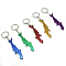 Aluminum Alloy Bottle Openners, with Iron Rings, Shark Shape, Mixed Color, 118mm