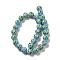 Handmade Lampwork Beads Strands, Round with Flower Pattern, Light Sky Blue, 16mm, Hole: 1.5~1.8mm, about 27~28pcs/strand, 16.14~16.93''(41~43cm)