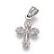Tarnish Resistant 304 Stainless Steel Pendants, Cross, Stainless Steel Color, 25.5x16.5x3mm, Hole: 4x6mm