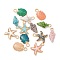 13Pcs Alloy Enamel Pendants, Starfish & Conch & Shell Shape Charm, Light Gold, Mixed Color, 17~18.5x8~14.5x2.5~6mm, Hole: 2~2.5mm