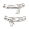 Brass Beads, Nickel Free, Bamboo, Real Platinum Plated, 17.5x24.5x5mm, Hole: 1.8mm