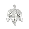 Brass Micro Pave Cubic Zirconia Pendants, Cadmium Free & Nickel Free & Lead Free, Leaf Charms, Platinum, 22x15.5x4mm, Hole: 1.5mm