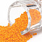 11/0 Grade A Round Glass Seed Beads, Baking Paint, Orange, 2.3x1.5mm, Hole: 1mm, about 48500pcs/pound