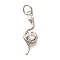Rack Plating Brass Micro Pave Cubic Zirconia Charms, Long-Lasting Plated, Lead Free & Cadmium Free, Snake, with Jump Ring, Platinum, 19x6.5x3.5mm