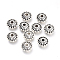 Tibetan Style Alloy Beads, Textured, Flat Round, Antique Silver, 11x5mm, Hole: 2.5mm
