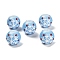 Christmas Theme Handmade Lampwork Beads, with Enamel, Round with Snowflake, Blue, 12.5~13x11mm, Hole: 1.6mm