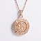 Vintage Punk Holy Spirit Medal Flat Round Stainless Steel Pendant Men’s Necklaces, Rose Gold