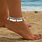 Bohemian Brass Teardrop Tassel Anklets for Women, Platinum, 8-1/4 inch(210mm)