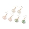 Gemstone Heart Dangle Earrings, Gold Plated Brass Wire Wrap Jewelry for Women, 40~40.5mm, Pin: 0.8mm