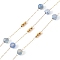 Natural Agate Link Chains, with Glass Seed Beaded and Ion Plating(IP) Real 18K Gold Plated  316 Stainless Steel Chain, Soldered, with Spools, Real 18K Gold Plated, 7.7x4x4mm
