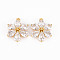 Brass Micro Pave Clear Cubic Zirconia Pendants, Cadmium Free & Nickel Free & Lead Free, Flower, Real 18K Gold Plated, 17x14x4.5mm, Hole: 1mm