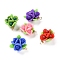 Handmade Polymer Clay Links Connectors, with Golden Brass Findings, Rose, Mixed Color, 22.5x20x12.5mm, Hole: 1.6~3mm