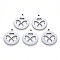 Non-Tarnish 201 Stainless Steel Pendants, Laser Cut, Flat Round with Clovers, Stainless Steel Color, 18x15.5x1mm, Hole: 1.2mm