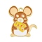 Cartoon Alloy Enamel Pendants, Golden, Mouse, 27x24x1.4mm, Hole: 2mm