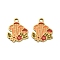 304 Stainless Steel Charms, Mushroom, with Enamel, Ion Plating(IP), Real 18K Gold Plated, 14x12x1.5mm, Hole: 1.5mm