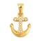 Ion Plating(IP) 304 Stainless Steel Micro Pave Cubic Zirconia Pendants, Anchor Charm, Golden, 17.5x14.5x3mm, Hole: 3x6mm