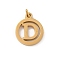 304 Stainless Steel Charms
with Jump Ring, Golden, Ring with Letter Charm, Letter D, 14.5x12x1.5mm, Hole: 3mm