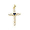 Brass Micro Pave Cubic Zirconia Pendants, Lead Free & Cadmium Free, Long-Lasting Plated, Rack Plating, Real 18K Gold Plated, Cross, 33.5x21.5x4.5mm, Hole: 3.5x5mm