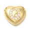 Rack Plating Brass Micro Pave Cubic Zirconia Pendants, Cadmium Free & Lead Free, Heart with Letter A~Z Charms, Real 18K Gold Plated, Letter Q, 14.5x16x6mm, Hole: 3mm