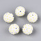 Handmade Polymer Clay Rhinestone and Resin Beads, Round with Flower, Champagne Yellow, 19~20mm, Hole: 1.8~2mm