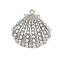 Brass Pendants, with ABS Plastic Imitation Pearl, Shell Shape, Long-Lasting Plated, Cadmium Free & Lead Free, Rack Plating, Platinum, 28.5x27.5x9mm, Hole: 1.6mm