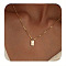 304 Stainless Steel Box Chain Necklaces, 201 Stainless Steel Rectangle Initial Pendant Necklaces for Women, Real 18K Gold Plated, Letter O, 15.75 inch(40cm)
