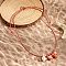 Summer Beach Porcelain Fish & Natural Cowrie Shell Pendant Cotton Cord Adjustable Necklaces, Red, 31.50 inch(80cm)