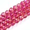 Baking Paint Transparent Glass Beads Strands, Round, Faceted(32 Faceted), Camellia, 8mm, Hole: 1.2~1.4mm
