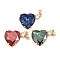 Brass Micro Pave Cubic Zirconia Pendants, with Glass, Heart Charms, Rack Plating, Cadmium Free & Lead Free, Long-Lasting Plated, Real 18K Gold Plated, Mixed Color, 20.5x26.5x9mm, Hole: 4.5x3.5mm
